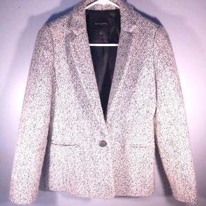 Banana Republic Wool Blend Blazer Suit Jacket Womens 4 Tweed Black White V311217